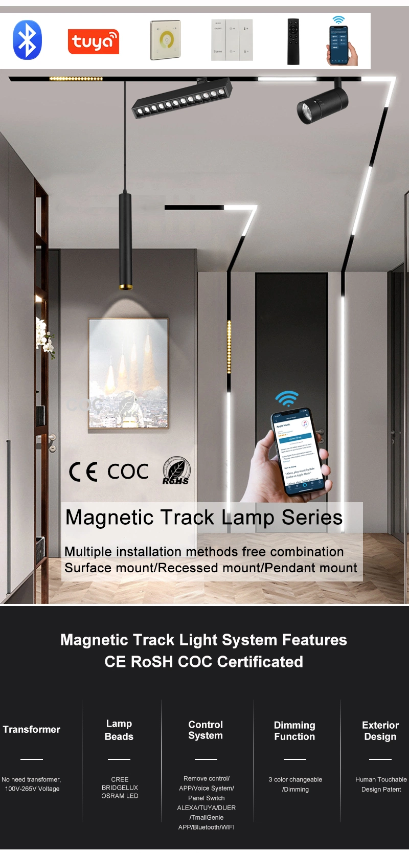 High-Performance Multi-Head LED Track Lighting Solution Tuya/Mijia Intelligent Smart Control