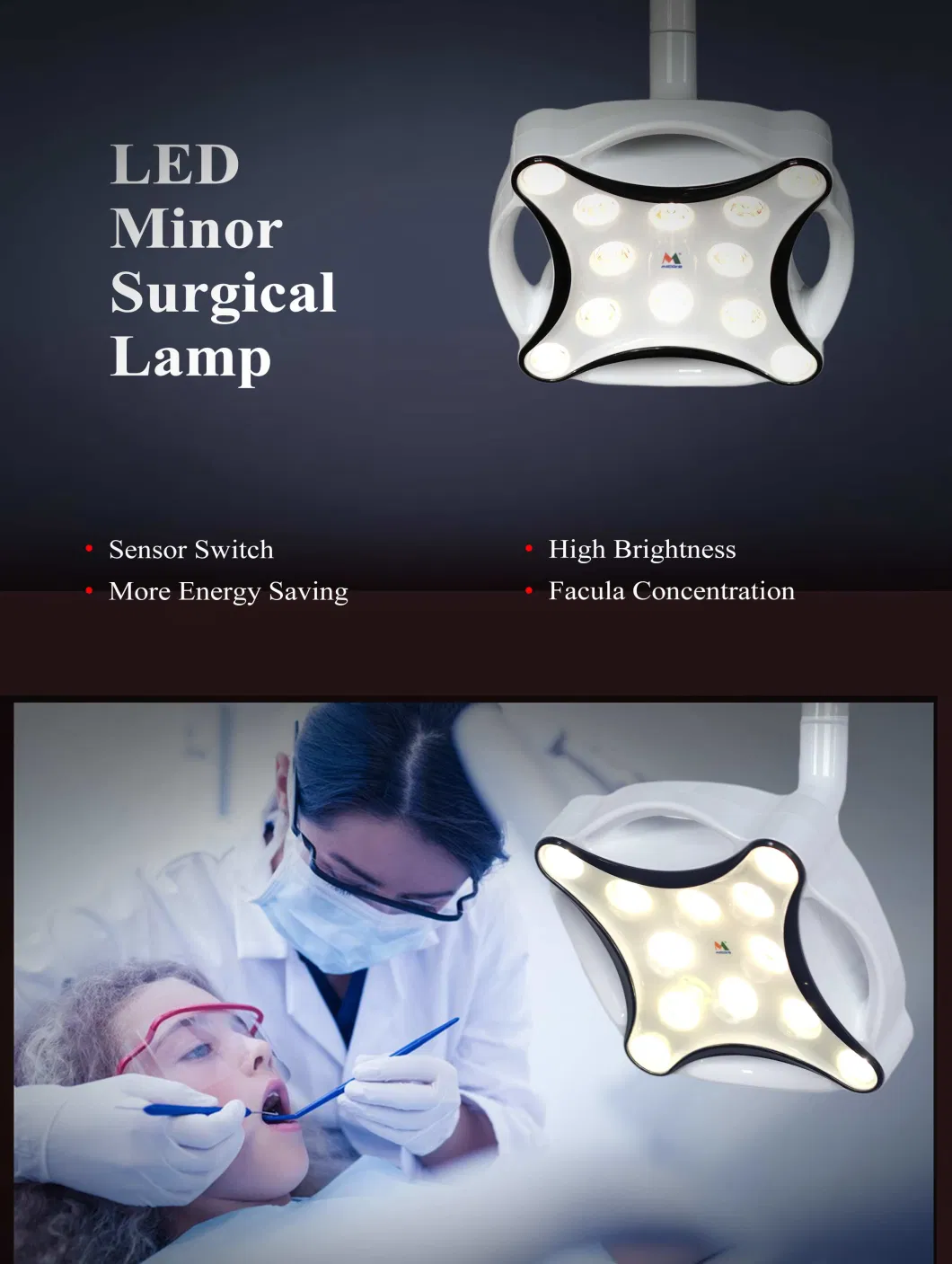 Jd1700L LED 30W Small Floor Standing Surgical Light Op-Lamp for Dental Procedures Dental Surgical Lamp