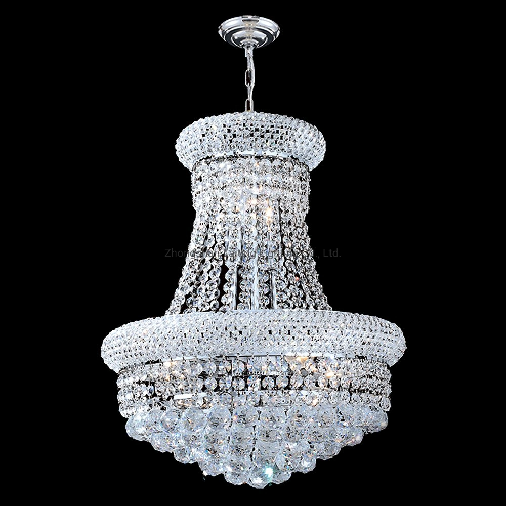 Dining Size Suspension Luster LED Luxury French Empire Gold Crystal Chandelier Lighting Modern Crystal Hanging Light