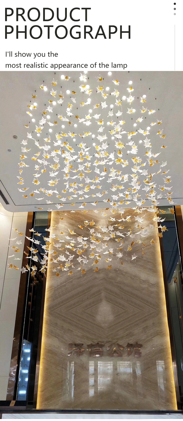 Decor Banquet Hall Hotel Lobby Staircase Custom Glass Luxury LED Chandelier