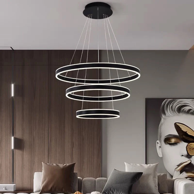 Modern LED Round Light Luxury Nordic Postmodern Living Dining Room Bedroom LED Pendant Light Chandelier