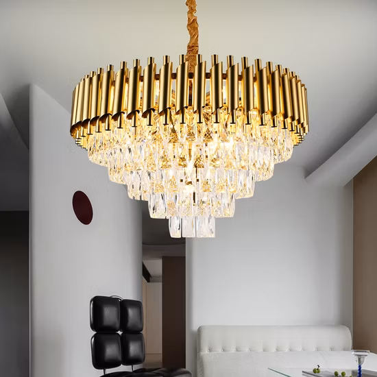 Luxury Modern Amber Light Golden Decoration Chandelier LED Pendant Light Manufacturers Ceiling Crystal Chandeliers Factory